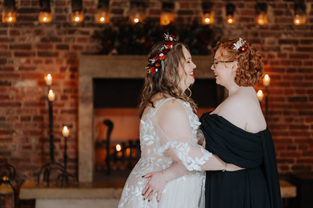 same sex couple on their wedding day.