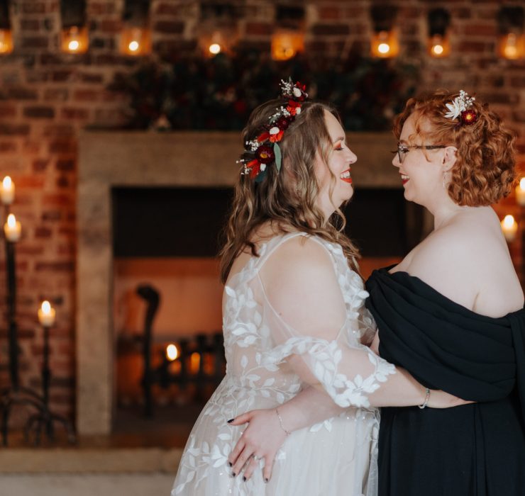 same sex couple on their wedding day.